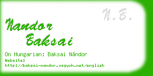 nandor baksai business card
